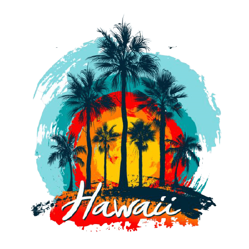 Tropical Hawaiian colorful graphic
